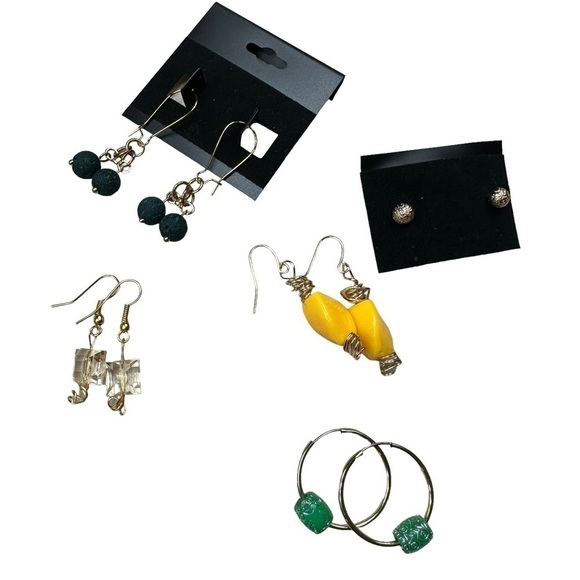 Five Pair Beautiful Colorful Hoops Dangle Pierced Earrings - Picture 1 of 11